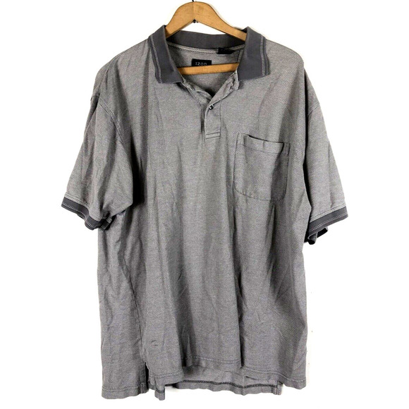 Izod Polo Shirt Large Gray Textured Knit Golf Shirt Mens Short Sleeve Cotton - Picture 1 of 6